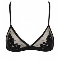 Lavish Alice Black Floral Embroidered Spot Mesh Bralet