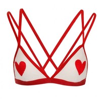 Lavish Alice Red Embroidered Heart Spot Mesh Bralet as seen on Sam Faiers