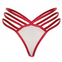 Lavish Alice Red Strap Detail Spot Valentines Mesh Thong