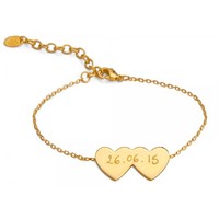 Merci Maman Bespoke Double Heart Chain Charm Bracelet