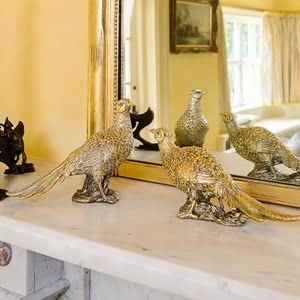 Gold Glitter Pheasant Ornaments (set Of 2) By Gisela Graham