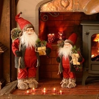 Luxury 45cm Standing Santa By Floral Silk