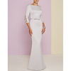 Sheath / Column Mother of the Bride Dress Plus Size Bateau Neck Floor Length Satin 3/4 Length Sleeve with Bow(s) Beading 2021 miniinthebox