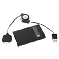 2000mAh USB Rechargeable External Battery Pack with Retractable USB Cable for iPhone 4 - Black