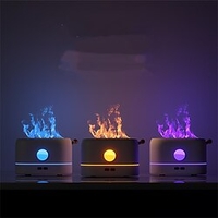 200ml Air Humidifier Tri-colors Flame Effect 1/3/5H USB Smart Timing LED Electric Aromatherapy Diffuser Simulation Fire Flame Humidifier miniinthebox