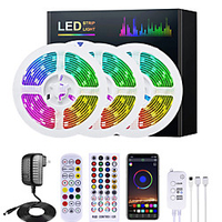 5M 10M 15M 20M RGB LED Strip Lights Music Sync 12V Waterproof LED Strip 30LED/M 5050 SMD Color Changing LED Light with Bluetooth Controller and Adapter for Bedroom Home TV Back Light DIY Deco miniinthebox