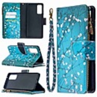 Case For Samsung Galaxy A42 5G Galax S20 Ultra Galaxy S20 Wallet Card Holder with Stand Full Body Cases Plum Blossom Painted Zipper Bag PU Leather TPU for Samsung Galax Note 20 Ultra A21S A51 A71