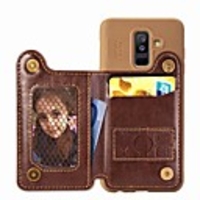 Case For Samsung Galaxy A6 (2018) / A6 (2018) / Galaxy A7(2018) Wallet / Card Holder / Shockproof Back Cover Solid Colored Hard PU Leather