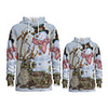 Daddy and Me Active Santa Claus Graphic 3D Print Animal Print Long Sleeve Regular Hoodie Sweatshirt Khaki