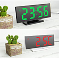 Digital Alarm Clock LED Mirror Electronic Clocks Multifunction Large LCD Display Digital Table Clock with Temperature Calendar