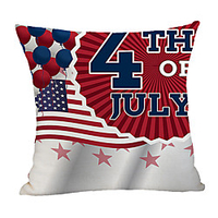 Double Side Print Independence Day Cushion Cover 1PC Linen Soft Decorative Square Throw Pillow Cover Cushion Case Pillowcase for Sofa Bedroom 45 x 45 cm (18 x 18 Inch) Superior Quality Machine Washable miniinthebox