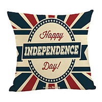 Double Side Print Independence Day Cushion Cover 1PC Linen Soft Decorative Square Throw Pillow Cover Cushion Case Pillowcase for Sofa Bedroom 45 x 45 cm (18 x 18 Inch) Superior Quality Machine Washable miniinthebox