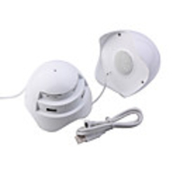 Egg Shaped USB 2.0 Stereo Combo with 2 USB 2.0 Hub Speaker Card Reader (White)