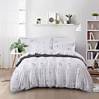 Kawaii Series White Pet Cat Duvet Cover Set Lightweight Reversible Soft 3Pcs Set(1 Duvet Cover 2 Pillow Shams)King/Queen