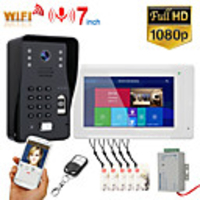 MOUNTAINONE SY703WMJLP11 7 inch Wifi Wireless Video Door Phone Doorbell Intercom System With Wired Fingerprint RFID AHD 1080P Door Access Control System Support Remote APP Unlocking Recording Snapshot