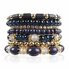 multi layer bead bracelet - colorful stacking beaded strand stretch cuff statement bangles set (navy)