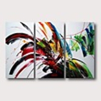 Oil Painting Hand Painted Abstract Comtemporary Modern Stretched Canvas / Three Panels With Stretched Frame
