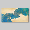 Oil Painting Hand Painted Abstract Comtemporary Modern Stretched Canvas Beige Blue Lines With Stretched Frame