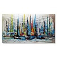 Oil Painting Hand Painted Abstract Landscape Comtemporary Modern Stretched Canvas With Stretched Frame