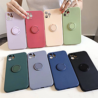 Phone Case For Apple Back Cover iPhone 12 Pro Max 11 SE 2020 X XR XS Max 8 7 Shockproof Ring Holder Solid Colored Silicone miniinthebox