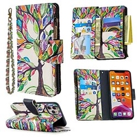 Phone Case For Apple Full Body Case Leather Wallet Card iPhone 13 12 Pro Max Mini 11 SE 2020 X XR XS Max 8 7 Wallet Card Holder with Stand Tree PU miniinthebox