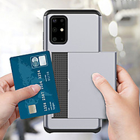 Slide Armor Dual Layer Card Slots Holder Phone Case For Samsung Galaxy S20 Ultra S20 Plus S10 Plus Note 10 Pro S10e S9 Plus S8 Plus Note 9 Note 8 Shockproof PC Hard Back Cover miniinthebox