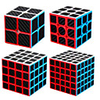 Speed Cube Set 4 pcs Magic Cube IQ Cube Carbon Fiber 222 333 444 Speedcubing Bundle 3D Puzzle Cube Stress Reliever Puzzle Cube Stickerless Smooth Office Desk Toys Pyramid Megaminx Skew Kid