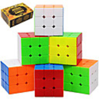 Speed Cube Set 6 pcs Magic Cube IQ Cube 333 Speedcubing Bundle 3D Puzzle Cube Stress Reliever Puzzle Cube Stickerless Smooth Office Desk Toys Pyramid Kid