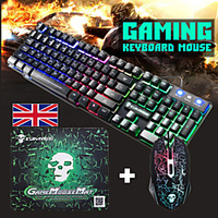 T6 USB Wired Mouse Keyboard Combo Gaming Keyboard 2400 DPI Multimedia Keyboard Gaming Luminous Gaming Mouse with Mouse Pad miniinthebox