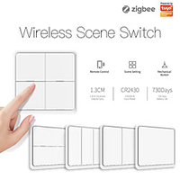 Tuya Smart ZigBee Wireless Free Sticker 4-way Panel Scene Button Switch set for automation scenesone-key linkage miniinthebox