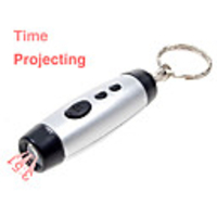 Ultra Mini Digital LCD Flashlight Style Projection Clock with Keychain