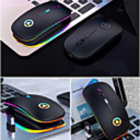 Wireless Optical Silent Mouse / Rechargeable Mouse with USB Receiver Multi-colors Backlit Programmable Keys Slim Wireless mouse