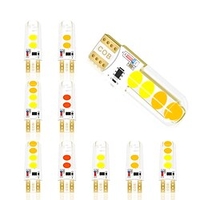 10 pièces w5w t10 led double couleur stroboscopique led flash led 194 168 w5w cob 8smd led ampoule de stationnement coin automatique dégagement lampcanbus silic miniinthebox