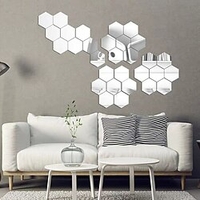 12 pièces/ensemble bricolage 3d miroir autocollant mural hexagone décor à la maison miroir décor autocollants art décoration murale autocollants 24 pièces/ensemble miniinthebox