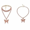 2 ensemble papillon cubain lien collier ensemble hip hop chaîne cale glacé étincelles bling collier de cristal zircon animal papillon pendentif collier pour les femmes fille fête de luxe rock