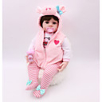 20 pouce Poupées Reborn Bébés Fille Mignon Implantation artificielle Yeux bruns Tissu Membres en silicone 3/4 et corps rempli de coton avec vêtements et accessoires pour les cadeaux d