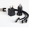 3 en 1 USB câble de nouilles avec chargeur de voiture et de prise des USA de chargeur secteur USB pour iPhone 5/4/4S Samsung