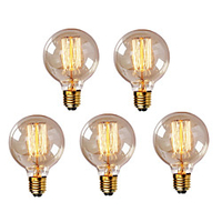 5 pièces 40 W E26 / E27 G95 Blanc Chaud 2300 k Rétro / Intensité Réglable / Décorative Ampoule à incandescence Vintage Edison 220-240 V miniinthebox