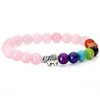 7 chakra rose quartz yoga équilibrage reiki guérison éléphant porte-bonheur bracelet femmes bijoux