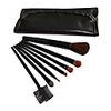 7 pcs brosse de maquillage de laine mis un étui en cuir noir libre
