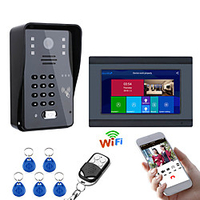 7 pouces filaire / sans fil wifi rfid mot de passe porte vidéo interphone sonnette système d
