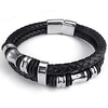 9,  bracelet en cuir pour homme,  fermoir à breloques en acier inoxydable,  argent noir - 9 pouces