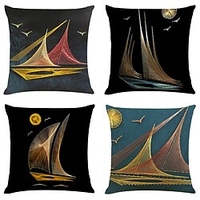Bateau double côté housse de coussin 4pc doux décoratif carré taie d
