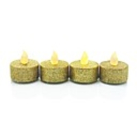 bougie pouvoir doré flamme de style rond Twinkle conduit avec la lumière jaune - 4 pièces