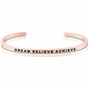 Bracelet - Dream Croyez Réussir - Bracelet Manchette Bande Mantra Réglable Gravé Inspirant - Or Rose - Cadeaux pour Femme (Rose)