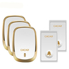 Cacazi sonnette sans fil étanche auto-alimentée lumière LED sans batterie maison sonnette sans fil 2 bouton 3 récepteur miniinthebox