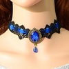 Collier Choker / Ras de Cou Collier Col Claudine Colliers Fantaisie Femme Saphir Saphir synthétique Cristal Dentelle Noir Bleu dames Tatouage Européen Bleu Colliers Tendance Bijoux pour Mariage