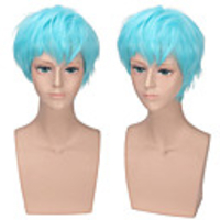 Cosplay Cosplay Perruques de Cosplay Homme Coupe Dégradée 12 pouce Fibre résistante à la chaleur Fibre synthétique Droit Bleu Adolescent Adulte Perruque Anime