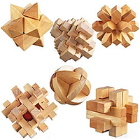 Cube en bois 3D Casse-tête Puzzle Ensemble,  IQ Casse-tête Créatif Bureau Jouets Soulage Ajouter,  TDAH,  Anxiété,  Autisme Motif Géométrique En Bois Adultes Tout Cadeau De Jouet Pour Enfant 6 Pcs miniinthebox