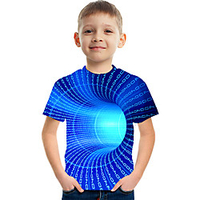 Enfants Garçon T-shirt Tee-shirts Manches Courtes Impression 3D Graphique Bloc de Couleur Casual Col ras du cou Enfants Eté Hauts basique Chic de Rue Jaune Clair Noir Bleu 3-12 ans miniinthebox